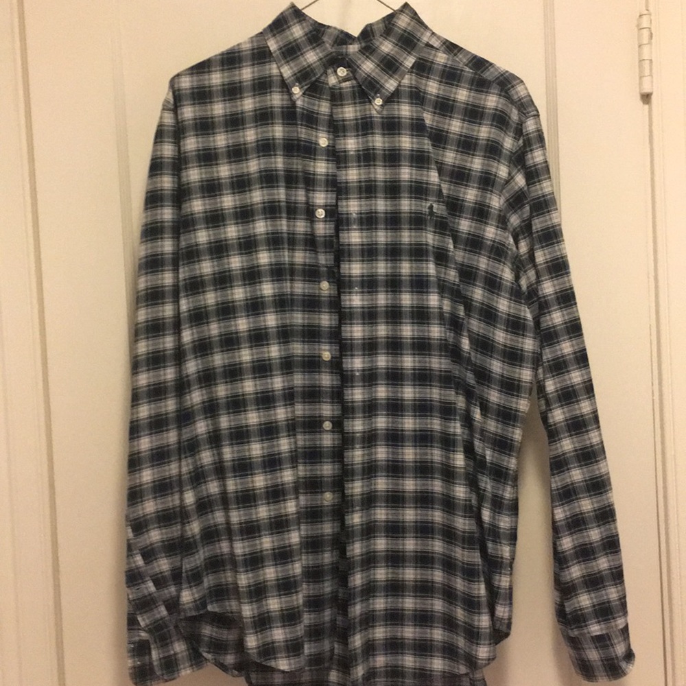 Men’s Plaid Polo Button Down Size M